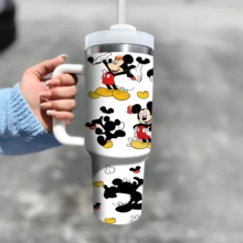 Disney Minnie & Mickey Mouse 40 Oz Tumbler With Handle And Straw, Stainless Steel Vacuum Insulated Travel Mug, Cute Reusable Water Bottle Cup For Hot & Cold Drinks, Magic Theme Park Gift - Ác mộng - Xem 7