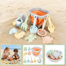 11 pezzi Set divertente per bambini di secchio e setaccio pieghevoli, secchio portatile e pieghevole per spiaggia, sabbia, giochi d'acqua - Multicolore - Visualizzare 4