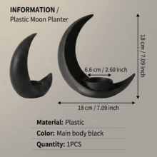 Crescent-Shaped Black Modern Minimalist Succulent Cactus Small Indoor Potted Plant Desktop Decor - A - View 9