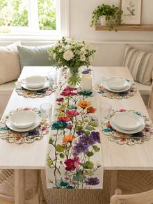 1/2pcs Colorful Watercolor Butterfly Table Runner And Placemat Set, Spring Country Style Restaurant Table Decoration, Suitable For Kitchen, Parties, Holidays And Everyday Use, Bohemian Home Decor. - Multicolor - View 5