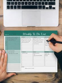 Trees 1pc Weekly Planner Notebook: To-Do List Desktop Notepad With Multiple Sections - 8.5x11 Inch 24 Pages - Undated Tear-Off Notebook Habit Planner Tracker, Task Goal List Organizer Office Supplies School Supplies - Multicolor - View 2