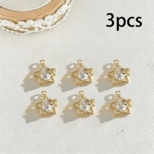 3/5/10件組銅石系列吊墜飾品，包含愛心、星星及其他圖案，適用於DIY珠寶製作、項鍊、手鍊、耳環、包包鍊條、鑰匙圈、拉鍊裝飾，女性理想禮物與節日贈禮 - 彩色 - 查看 9