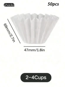 choxila 50片装咖啡滤纸，基础款篮式咖啡滤纸，适用于手冲咖啡壶和1-4杯咖啡机，白色 - 50pcs - 查看 13
