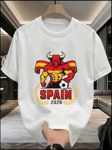 Camiseta Deportiva 2026 Autorizada para la Copa Mundial, Estampado de Color Sólido, Manga Corta, Malla Transpirable, Corte Ajustado, Camiseta Holgada, Regalo de Aniversario o Cumpleaños, Ropa de Verano para Hombre - Negro - Ver 5