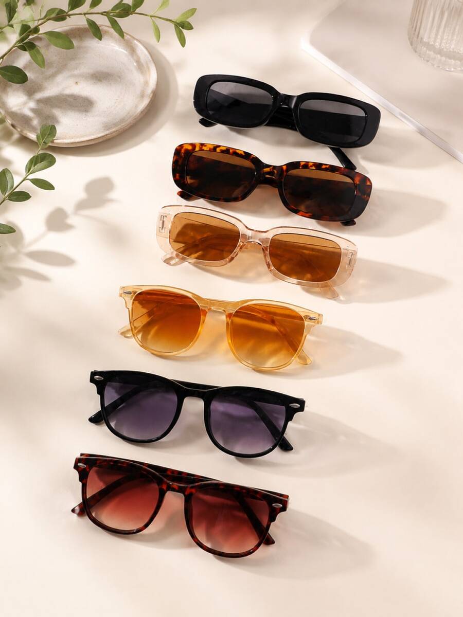 6 Pairs Personalized Retro Ultra-Lightweight Round Frame Candy Color Street Style Fashion Glasses - Multicolor - View 1