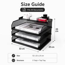 Metal Desktop File Tray, Retractable, A4 Size, Multi-Layer Mesh Document Organizer Rack For Office - Rectangle - View 3