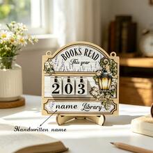 1/3pcsBooks Read This Year Wooden Reading Tracker Calendar, Rotating Number Counting Decorative Ornament For Book Lovers, Home Library & Bookshelf Display - Reading Counting Ornament - View 8