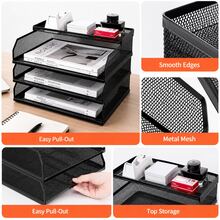 Metal Desktop File Tray, Retractable, A4 Size, Multi-Layer Mesh Document Organizer Rack For Office - Rectangle - View 4