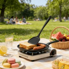 Spatule en silicone pour crêpes, compatible avec les poêles anti-adhésives, résistante à la chaleur, ne se décolore pas, anti-brûlure, avec trou de suspension, options multicolores - Multicolore - Voir 10