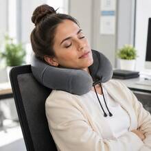 Travel Cervical Pillow Without Head Droop, Ergonomic U-Shaped Cervical Pillow Made Of Memory Foam, 360° Cervical Support For Naps On Airplanes, In Cars And In Offices, Washable Cover. - Dusty Purple - View 5