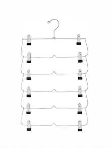 1pc 4-Tier Adjustable Clothes Hanger, Non-Slip Metal Pants Rack With 360° Swivel Hook, Space-Saving Closet Organizer, Suitable For Jeans, Skirts And Socks - Silver - View 7
