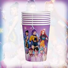 51pcs K-POP Girl Group Theme Party Back To School Costume Set, Suitable For 10 People, Disposable Birthday Party Tableware Including Plates, Cups And Napkins. Holiday Decoration Supplies, Suitable For Camping, Picnic, Backyard BBQ And Party Decoration, Also Ideal Decoration For Halloween, Christmas And Party, And A Great Surprise Gift For Fans. - Multicolor - View 5