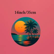 1 miếng dán tường tự dính hình tròn tối giản phong cách nhiệt đới với hình cây cọ và hoàng hôn, có thể tháo rời, họa tiết biển và chim chóc chuyển sắc, làm bằng polypropylene, chống thấm nước và chống phai màu, thích hợp cho văn phòng, không gian thương mại, cửa sổ, tường, phòng khách, phòng ngủ, phòng tắm. Món quà hoàn hảo cho những người yêu thích nghệ thuật tối giản và biển cả. - Nhiều màu - Xem 12
