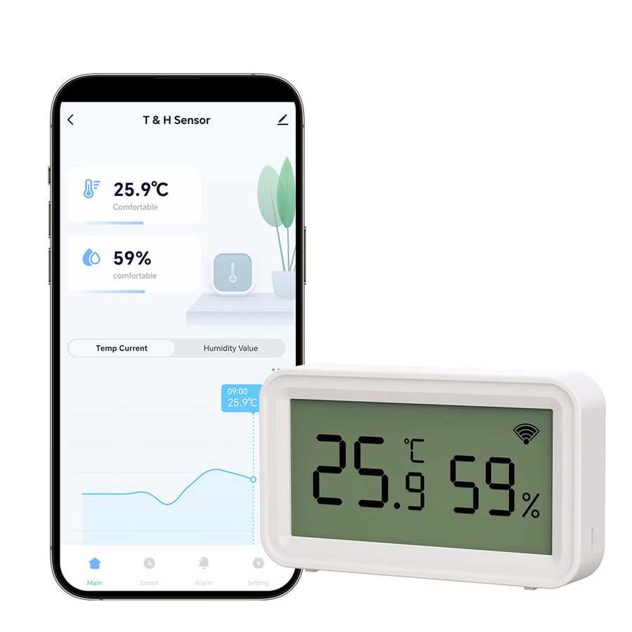Termómetro y higrómetro inteligente WiFi, adecuado para el hogar inteligente, compatible con Tuya SmartLife y Alexa - Ver 1