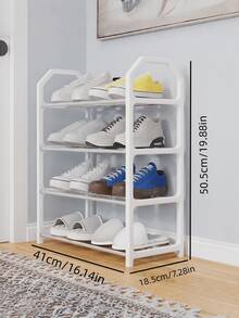 4-Tier Shoe Rack Storage Organizer, Metal & Plastic Sturdy Structure, Space-Saving Stackable Design, Easy Assembly & Disassembly, 6kg Load Capacity, Suitable For Entryway, Closet, Bathroom & Dorm, Holds Up To 8 Pairs Of Shoes - Multicolor - View 12