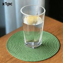 45*30cm 綠色橢圓塑膠編織餐墊，4.72 英吋杯墊，易清潔、防滑、耐熱，裝飾墊，抗皺，適用於派對、婚禮、喬遷、聖誕節、萬聖節、感恩節、母親節 - 綠色 - 查看 12