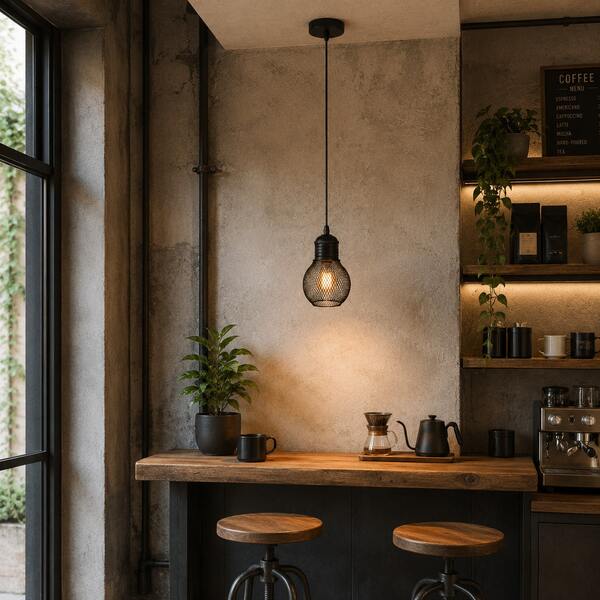1PC, Vintage Industrial Minimalist Pendant Light, Mesh Pendant Light With Pear-Shaped Lampshade, Adjustable Rope, E27 Socket, Hardwired, Cast Iron Ceiling Light Fixture Suitable For Kitchen Island, Dining Room, Bedroom, Living Room (Bulb Not Included)