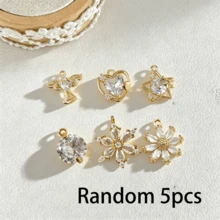 3/5/10件組銅石系列吊墜飾品，包含愛心、星星及其他圖案，適用於DIY珠寶製作、項鍊、手鍊、耳環、包包鍊條、鑰匙圈、拉鍊裝飾，女性理想禮物與節日贈禮 - 彩色 - 查看 10