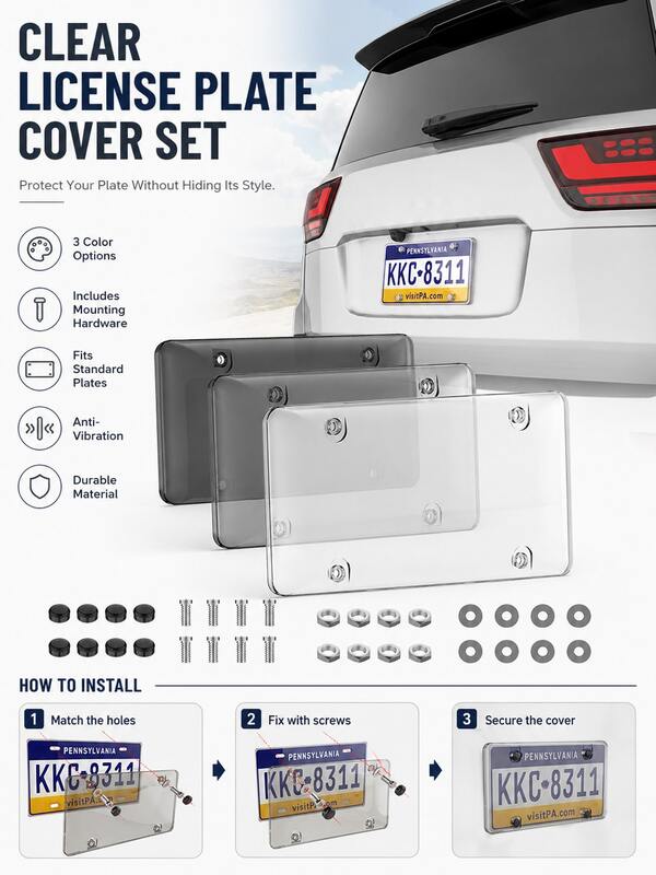 Transparent Car License Plate Cover, Universal American Car License Plate Holder, Advanced Abs Material, Rust-Proof And Weatherproof Front And Rear License Plate Cover, Easy-To-Install License Plate Protective Frame Suitable For Sedans, Suvs, Trucks And Other Standard Size License Plates
