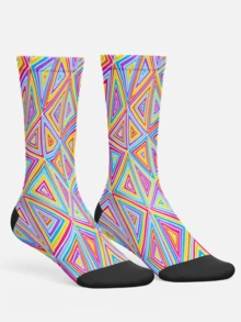 Calzini da uomo con stampa 360° - Calzini streetwear, geometrici, a diamante, triangolari, con animali, colorati, hip hop, adatti per uso quotidiano, vacanze & occasioni di festa - Multicolore - Visualizzare 2
