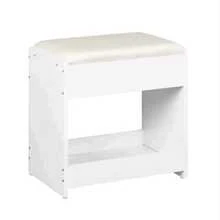 taburete para tocador, taburete de asientoacolchado, con almohadillas antideslizantes, paravestidor, dormitorio y recibidor - Weiss - Übersicht 6