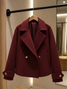 Women's Jacket, Cold Weather Coat, Woolen Coat, Blouse With Buttons, Luxury - Rust Brown - View 2