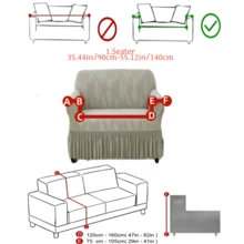 1pc Plush Fabric Anti-Slip Elastic Decorative Sofa Cover, Jacquard Leaf Pattern, Pet Proof, Suitable For 1/2/3/4 Seater Sofa, All Season - Light Grey - View 13