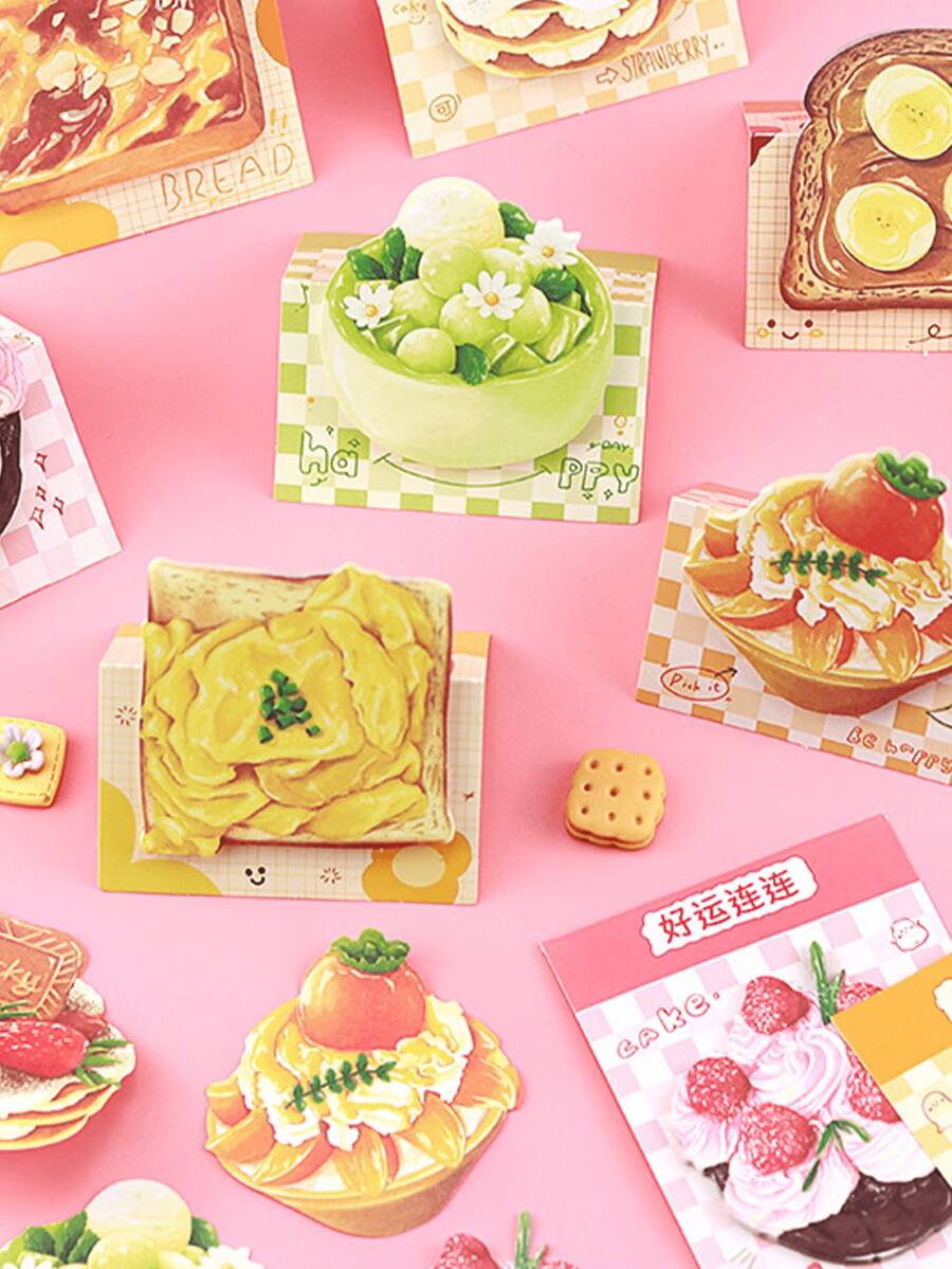 Bread And Toast Shaped Sticky Notes, High Cost-Performance Suitable For Students, Adhesive, Personalized Creative Reusable - Multicolor - View 1