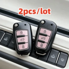 2pcs Car Key Case Covers For Audi A2 A3 A4 A6 A6L A8 Q7 TT, Fits The Car Key Shown Only - Multicolor - View 3