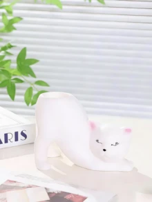 Cute Cat Makeup Brush Holder, Vanity Table Desktop Brush Storage Box, Aesthetic Cosmetic Organizer, Cute Cat Pen Holder For Office, Home Decor Cute Desktop Storage, Cat Lover Gift - Multicolor - View 12