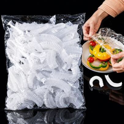 200/300pcs Disposable Food Storage Bags - Transparent, Stretchable And Elastic - Suitable For Kitchen And Restaurant Use - Protect Leftovers And Prevent Dust - Fit Various Plate Sizes