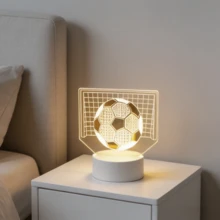1個籃球造型3D壓克力夜燈，USB供電籃球LED燈，居家室內裝飾夜燈，桌面藝術裝飾照明，適合籃球迷生日派對節日的理想禮物，家居裝飾 - 足球 - 查看 16