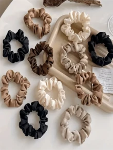 3pcs Random Color Vintage Scrunchies, High Elasticity - Very Suitable For Indoor Home Use, Outdoor Activities, Outings, Travel, And Other Occasions - Multicolor - View 3