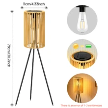 1pc Rattan Solar Floor Lamp, Outdoor Garden Deck Lamp, Spring Outdoor Restaurant Desktop Atmosphere Lighting Fixture, Light Source Sensing Control, 3 Adjustable Heights, Suitable For Camping Corridors, Deck Steps, And Path Decoration - Solar - View 3