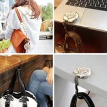 1pc Rose Flower Purse Hanger, Portable Table Edge Bag Hook, No Glue Stable Gravity Hook, Decorative Handbag Holder For Office, Restaurant, Travel And Daily Use - Roses - View 5
