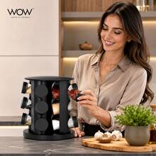 Porta Temperos Giratório Com 9 Potes De Vidro Cor Preto - Visão 5