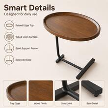 Universal Space-Saving Narrow Steel And Wood Side Table - Multicolor - View 5