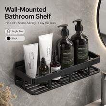 Estantería de baño, perchero de pared sin taladro, caja de almacenamiento de ducha de metal pulido resistente a la oxidación, caja de almacenamiento de champú y acondicionador ahorradora de espacio, otros materiales - Multicolor - Ver 7