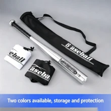 Baseball Bat Storage Bag With Shoulder Strap, Thick Lined Protective Cover, Drawstring Closure, Multi-Size (68/78/88cm) Fit For Baseball & Softball Bats, Black/White Optional - White - View 5