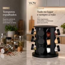 Porta Temperos Giratório Com 9 Potes De Vidro Cor Preto - Visão 4