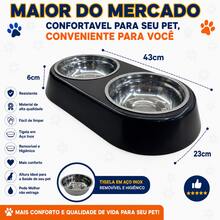 Double Pet Feeder/Waterer For Dogs And Cats, Stainless Steel Bowls, 450ml - Gấp đôi - Xem 3