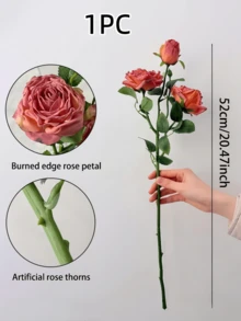1/2/5pcs Burgundy Vintage Style Artificial Roses, Long Stem Silk Roses, Suitable For Home Decor, Room Decor, Wedding Decor, Bedroom Decor, Tabletop Decor, Birthday Party Decor, Garden Decor, Indoor Outdoor Decor, Spring Summer Decor - Burgundy - View 7