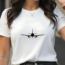 Camiseta con estampado de avión - Blanco - Ver 1