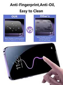 3pcs Privacy Tempered Glass Screen Protector, High Definition Transparent, Anti-Fingerprint, Bubble-Free, Compatible With Phone Cases For IPhone 17, 16, 15, 14, 13, 12, 11 Pro Max, 17e, 16e, XR, XS Max, SE2, SE3, 8, 7, 6 Plus - Black - View 6