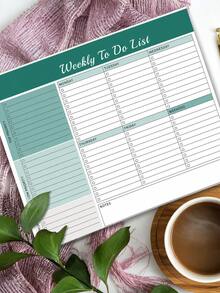 Trees 1pc Weekly Planner Notebook: To-Do List Desktop Notepad With Multiple Sections - 8.5x11 Inch 24 Pages - Undated Tear-Off Notebook Habit Planner Tracker, Task Goal List Organizer Office Supplies School Supplies - Multicolor - View 6