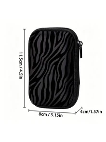 Caja de almacenamiento compacta de 4.3 pulgadas con carcasa dura de EVA con rayas de cebra negras - Bolsa de almacenamiento protectora para viajes, adecuada para accesorios electrónicos, auriculares, discos duros y cables de datos; estuche con cremallera a prueba de golpes (solo la caja de almacenamiento) - Multicolor - Ver 4