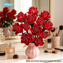 Simulated Rose Display Model - 546Pcs Romantic Rose Bouquet Building Blocks Set For Adults, Eternal Flower DIY Model Kit, Valentine's Day Christmas Gift For Women Her - Multicolor - View 4