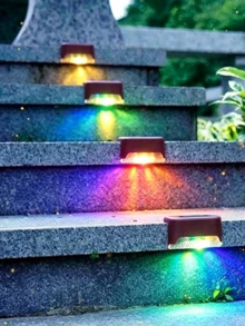 16 Packs Outdoor Solar Deck Lights, Waterproof Outdoor Decorate Lights, Solar Garden Lights, Outdoor Fence Lights, Solar Step Lights, Warm LED Lights, For Outdoor Stairs, Step, Fence, Garden, Balcony, Yard, Patio, And Pathway - Brown Shell - View 3
