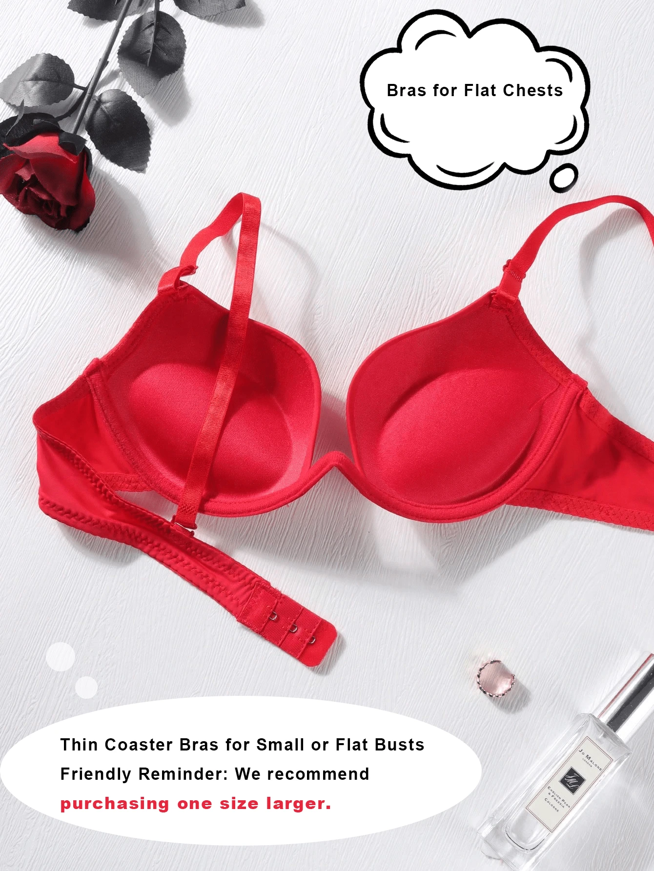 Teen Student Small Bust Underwire Push-Up Bra, Solid Color Minimalist Daily Bra, Soft Thick Padded Cups, Comfortable Breathable Sexy Lingerie, Recommend Ordering One Size Up - Red - View 1