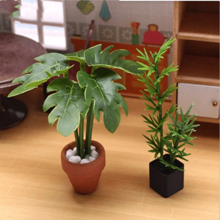 Miniature Realistic Green Plant Potted Model, Dollhouse Miniature Scene Plant Decor, Fern Decoration, Micro Landscape DIY Accessory, Pretend Play Scene Arrangement Prop - Multicolor - View 1